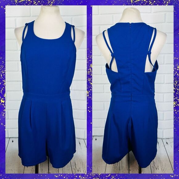 Love Riche Royal Blue Romper with Pockets - Size Large - Picture 1 of 7